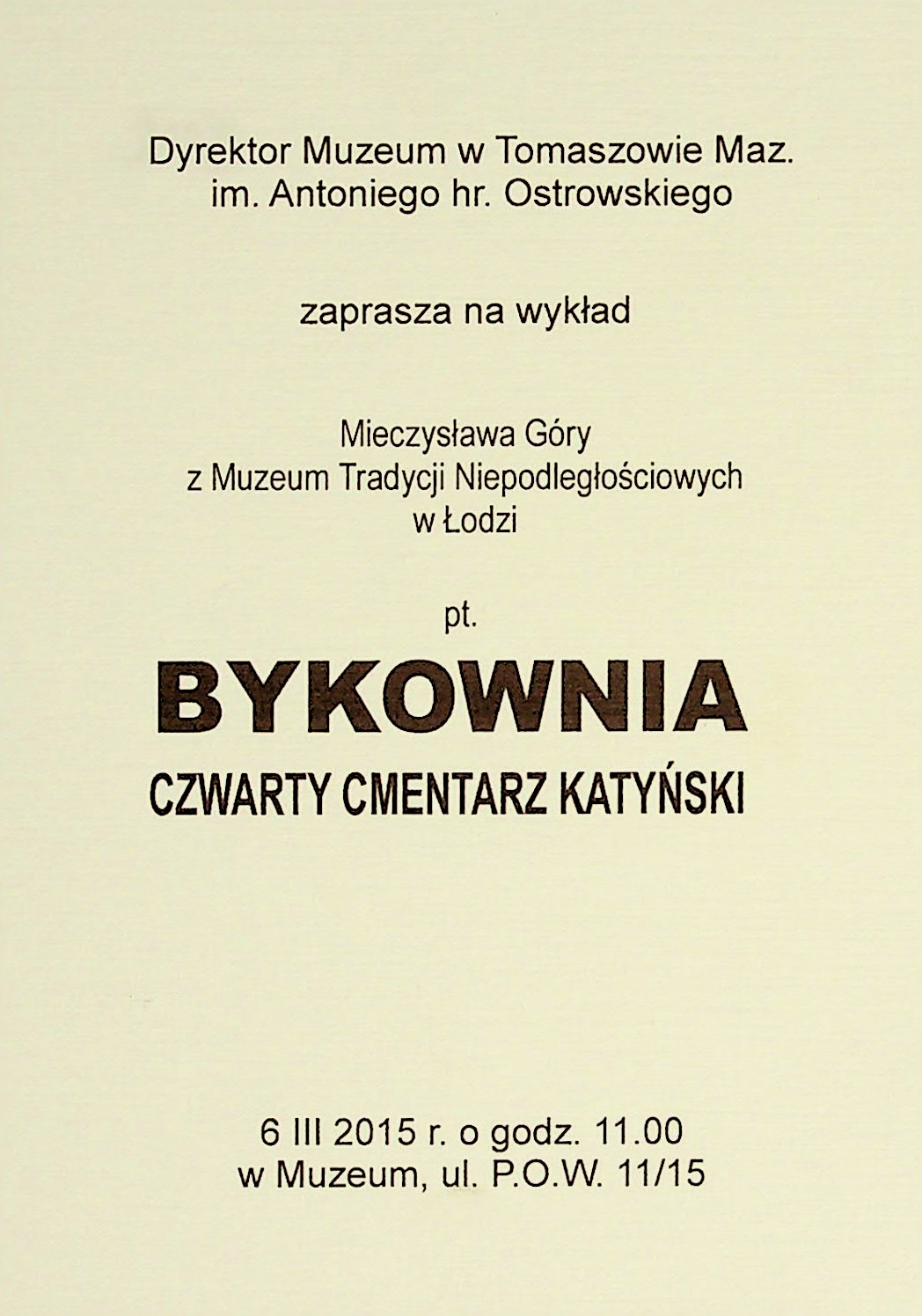 Zaproszenie na odczyt